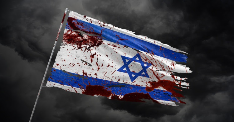 israel flag bloody